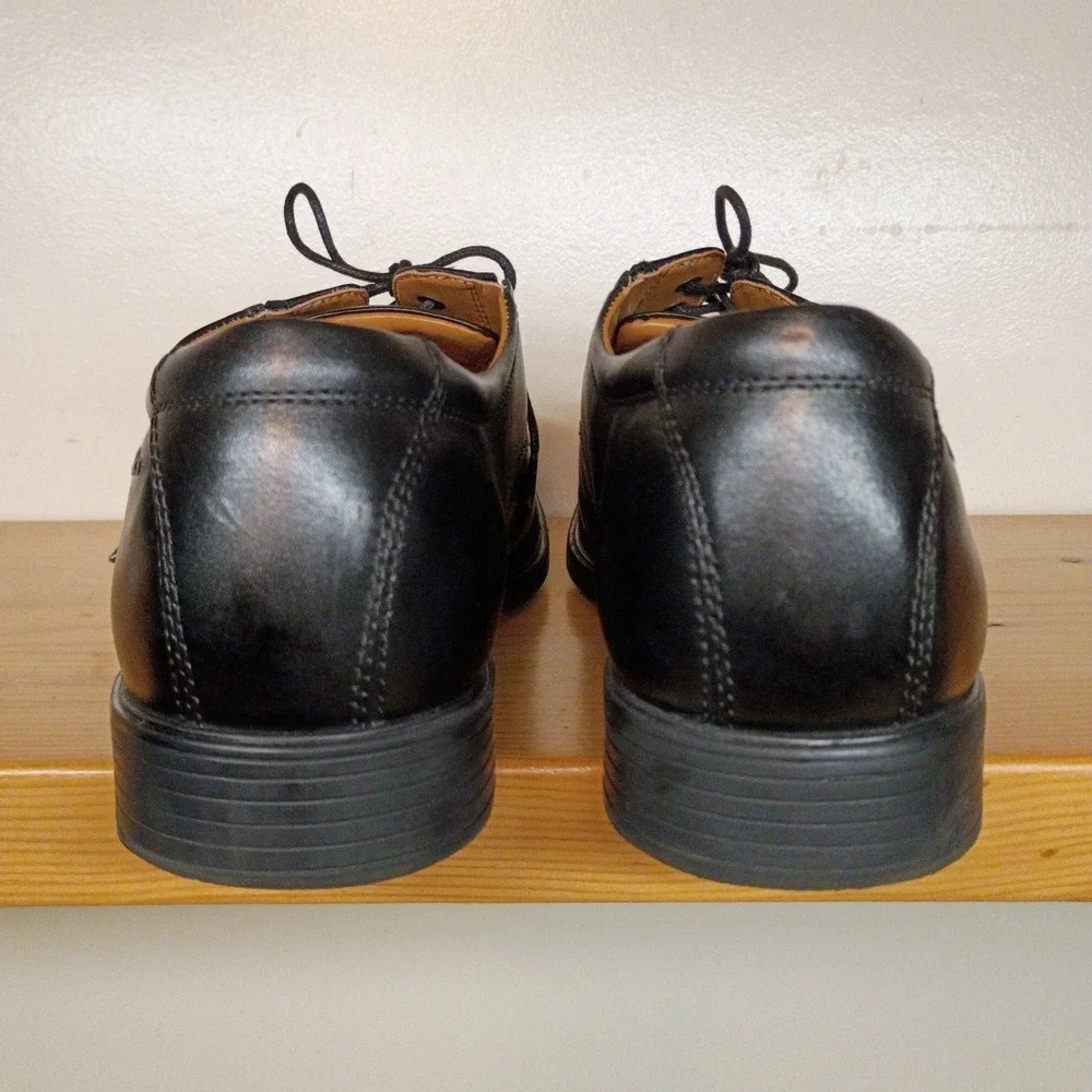 Men's Clarks Tilden Walk‎ Lace-Up Oxfords Shoes Black Leather Square Toe Sz 14 M